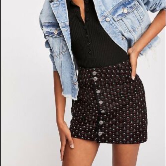 free people geometric print corduroy skirt - Picture 2 of 8